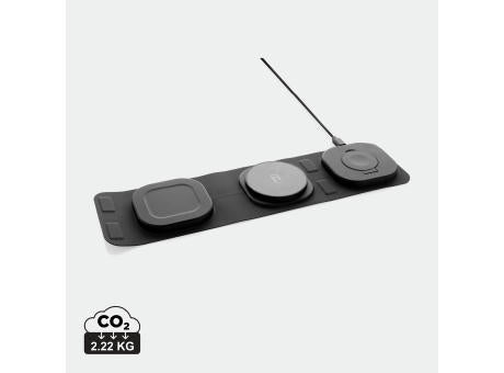 Swiss Peak 15W 3-in 1 Wireless-Reise-Charger aus RCS Plastik