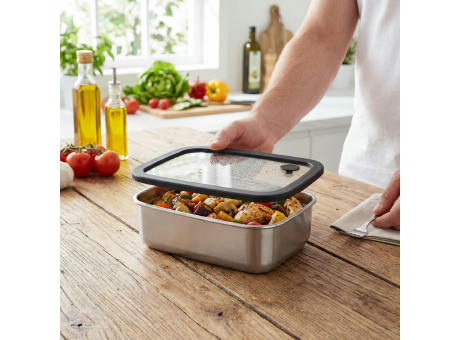 Edelstahl-Lunchbox mit Glasdeckel "RILO", 1100 ml