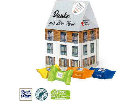 3D Präsent "Haus" mit Ritter SPORT Schokowürfel
