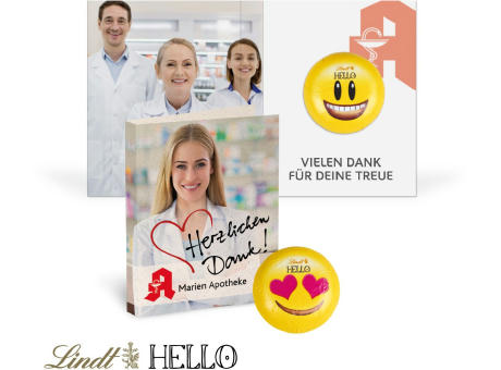 Werbe-Klappkarte mit Lindt "HELLO" Mini Emoti