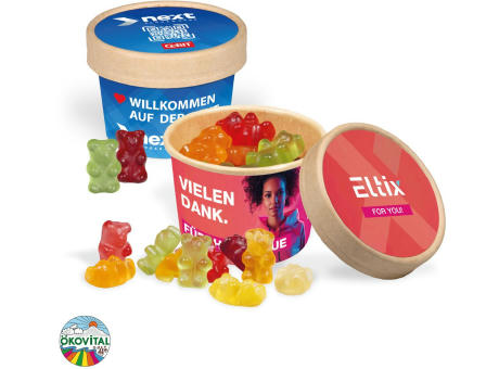 Werbe-Fruchtgummi Paperbox mit Einleger und Banderole