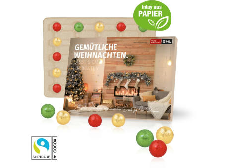 Tisch-Adventskalender mit Fairtrade® Schokolade, Inlay aus Papier