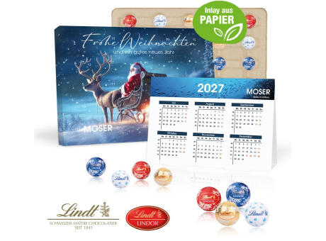 „2 in 1“ Marken-Adventskalender Lindt Lindor Minis mit Jahresplaner, Inlay aus Papier