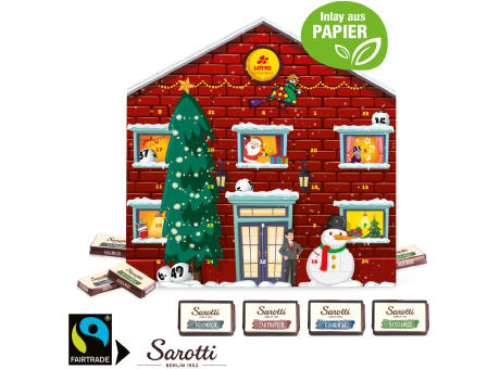 Adventskalender Weihnachtshaus "Exklusiv" mit Sarotti Fairtrade® Schokolade, Inlay aus Papier