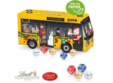 3D Adventskalender "Bus" mit Lindt Schokolade mit Papier-Inlay