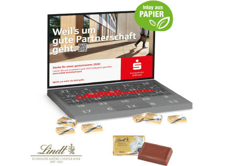 Adventskalender "Laptop" mit Lindt Schokolade, Inlay aus Papier
