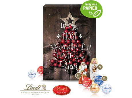 Adventskalender mit Lindt Mix und Gutschein-Option, Inlay aus Papier