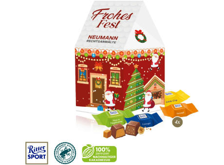 3D Präsent "Haus" mit Ritter SPORT Schokowürfel