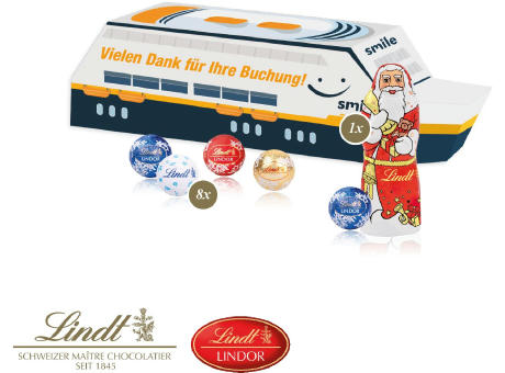 3D Präsent "Schiff" mit Lindt Minis und Nikolaus