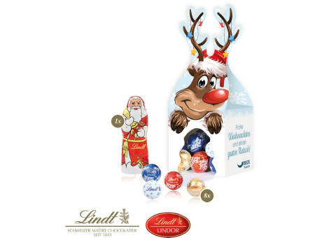 3D Präsent "Rentier" mit Lindt Minis und Nikolaus