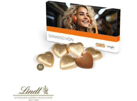 Präsentbox mit Lindt Schokoherzen