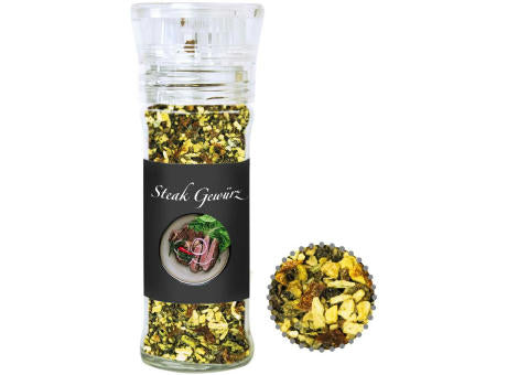 Gewürzmischung Steakgewürz, ca. 55g, transparente Gewürzmühle