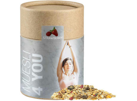 Müsli Erdbeerchen, ca. 60g, Kraftpapierdose Midi