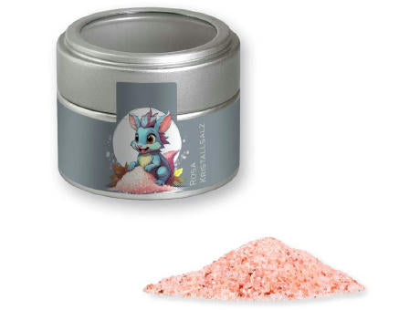 Rosa Kristallsalz, ca. 110g, Metalldose Mini mit Sichtfenster silber