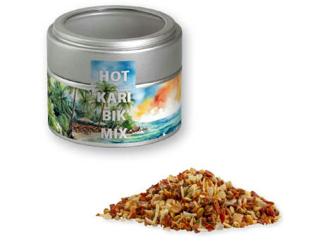 Gewürzmischung HOT Karibik Mix, ca. 40g, Metalldose Mini mit Sichtfenster silber