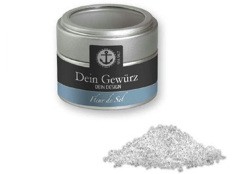 Fleur de Sel, ca. 50g, Metalldose Mini mit Sichtfenster silber