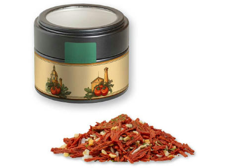 Gewürzmischung Toskanische Bruchetta, ca. 40g, Metalldose Mini mit Sichtfenster schwarz