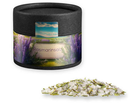 Gewürzmischung Rosmarin-Salz, ca. 52g, Kraftpapierdose Mini schwarz