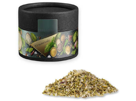 Gewürzmischung Kräutersalz, ca. 40g, Kraftpapierdose Mini schwarz