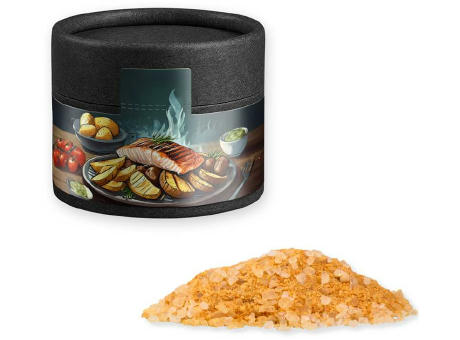 Gewürzmischung Rauch-Salz grob, ca. 75g, Kraftpapierdose Mini schwarz