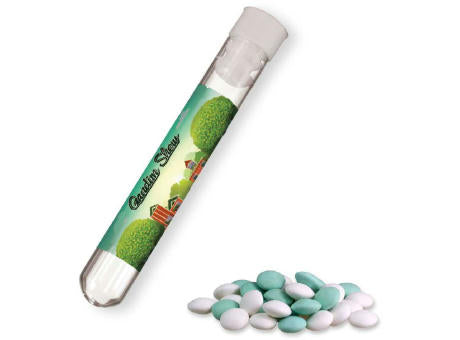 Mint Schokolinsen, ca. 10g, Reagenzglas