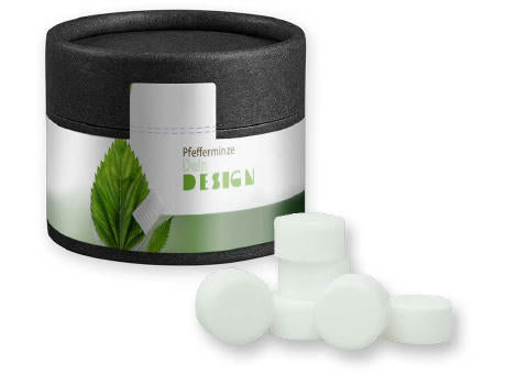 Pfefferminz Drops zuckerfrei, ca. 40g, Kraftpapierdose Mini schwarz