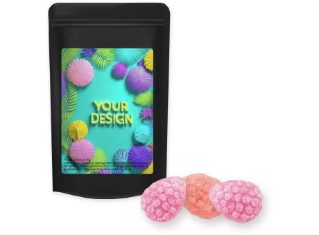 Erdbeer Chili Bonbons, ca. 80g, Standbeutel Midi schwarz