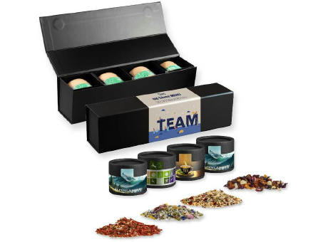 verschiedene Gewürzmischungen (Kategorie 3), ca. 100-300g, Geschenk-Set Premium schwarz mit Magnetverschluss und 4 Kraftpapierdosen Mini