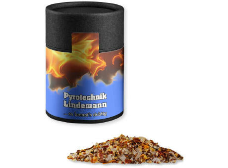 Gewürzmischung Feuer und Flamme, ca. 75g, Kraftpapierdose Midi schwarz
