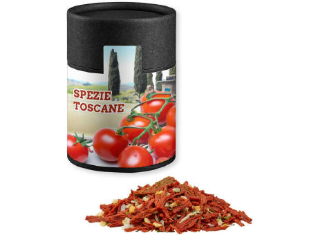 Gewürzmischung Toskanische Bruchetta, ca. 50g, Kraftpapierdose Midi schwarz