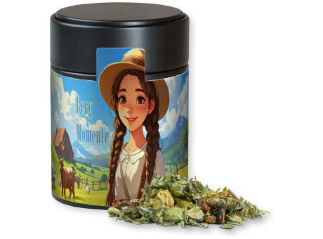 Kräutertee Bergtee & Zitrus, ca. 40g, Metalldose Midi schwarz