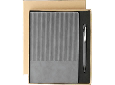Recyceltes PU-Notizbuch (A5) und Kugelschreiber-Set Tarek