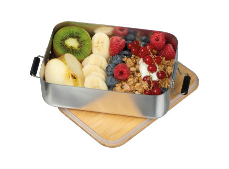 Brotzeitbox aus Aluminium mit Bambusdeckel  ALBA