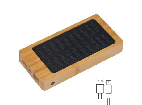 Solar Powerbank aus Bambus mit 8.000 mAh VALENTINA