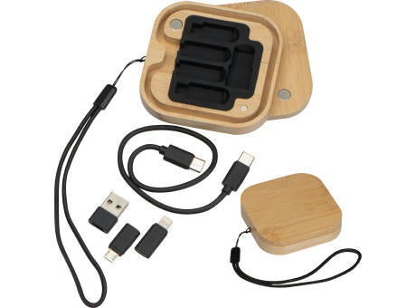 Kabel- und Adapterset in einer Bambusbox IVAN
