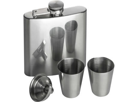 Flachmann Set mit 2 Pinnchen und Trichter aus Edelstahl FAITH