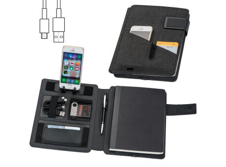 A5 Mappe mit integrierter Powerbank 4.000 mAh FABIOLA