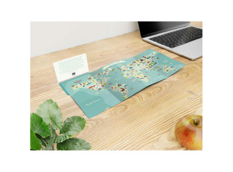 Faltplan Concept-Card Small RECYCLING 85 × 55 mm Naturkarton-Umschlag