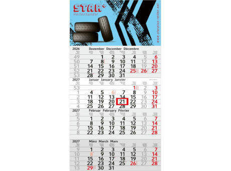 4-Monatskalender Einblatt Budget 4 Schrift modern