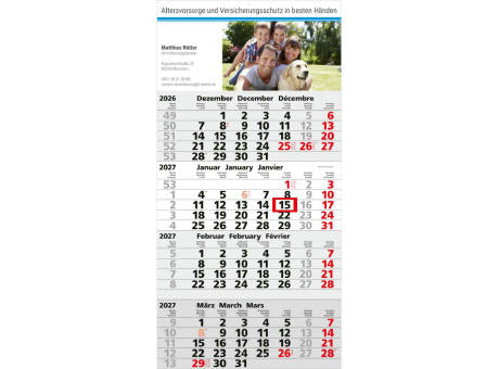 4-Monatskalender Einblatt Mega 4 Post A EXPRESS postoptimiert