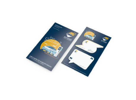 Haftnotiz-Karte Note-Card Form 2 Haftnotizblöcke formgestanzt Trägerkarte
