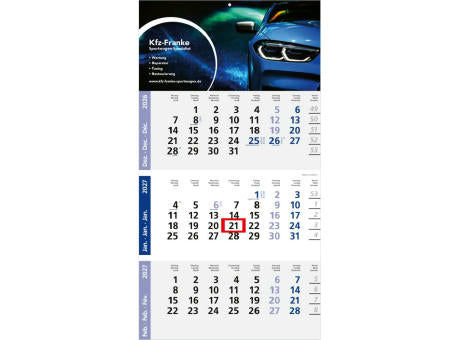 3-Monatskalender Einblatt Logic 3 Post A Design-Kalendarium