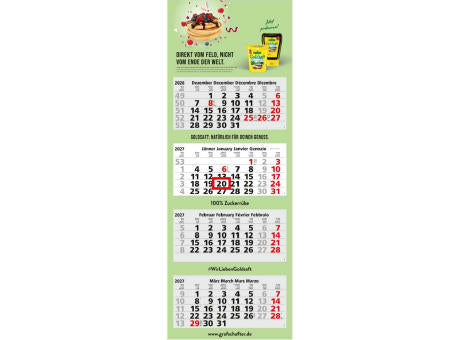 4-Monatskalender Mehrblock Quadro Light 4 mehrsprachig