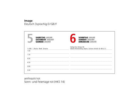 Tageskalender Image Mo.–Fr. je 1 Seite 352 Seiten Kunstleder-Hardcover
