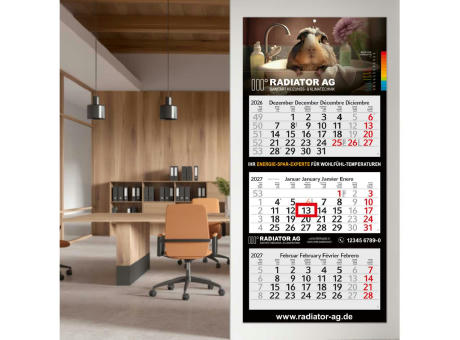 3-Monatskalender Mehrblock Profil 3 Schrift modern