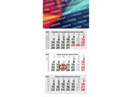 3-Monatskalender Mehrblock Medium Light 3 Werbung am Kopf