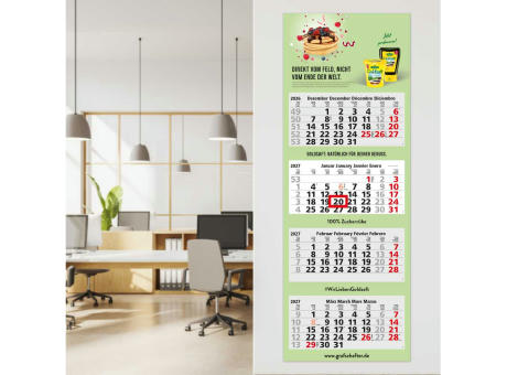 4-Monatskalender Mehrblock Quadro Light 4 EXPRESS Werbung auf Rückwand