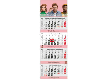 4-Monatskalender Mehrblock Quadro 4 Post Extra-Breite 335 mm