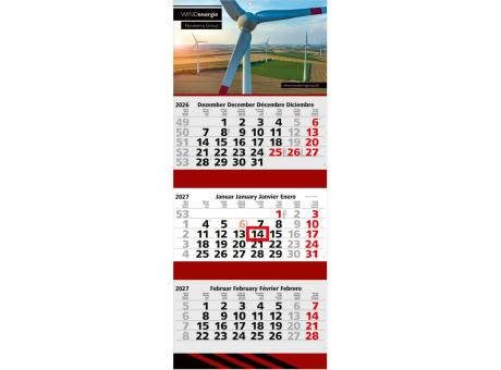 3-Monatskalender Mehrblock Maxi 3 Post Extra-Breite 335 mm