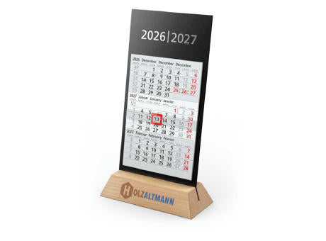 Tischkalender Desktop Wood 3 Holzaufsteller Karton-Rückwand schwarz
